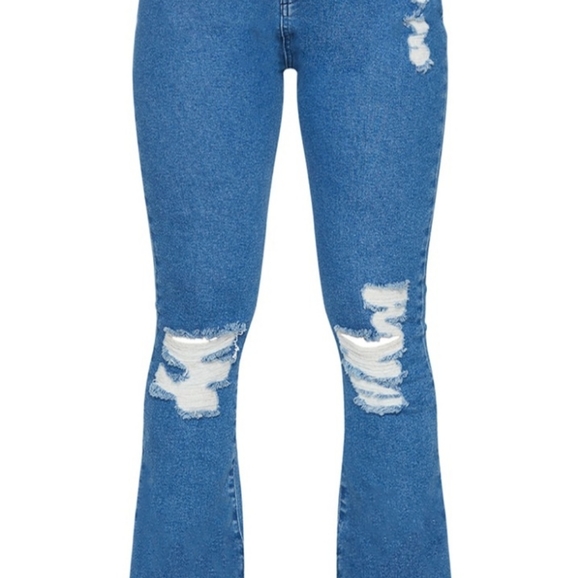 Shape Vintage Distressed Bum Fray Hem Flared Jeans - Picture 3 of 4